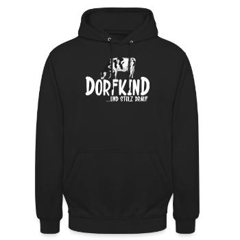 Dorfkind Sprüche design von Dorfkind Acker by - Unisex Hoodie - Schwarz - Vorne - Alina (178cm) & Michal (187cm)
