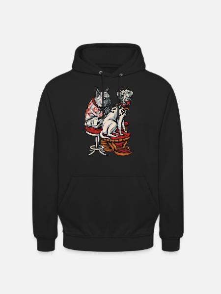 Franse Bulldog Dalmatische Tattoo - Uniseks hoodie - zwart