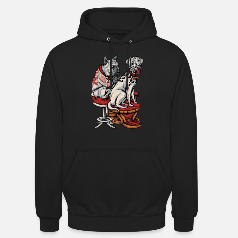 Bouledogue française Dalmatner Tattoo - Sweat-shirt à capuche unisexe - noir