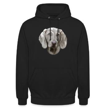 Chien Braque de Weimar - Sweat-shirt à capuche unisexe - noir - Devant - Alina (178cm) & Michal (187cm)