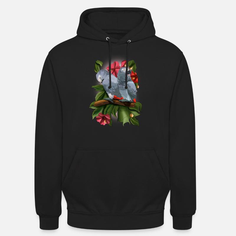Perruche perroquet gris d'Afrique - Sweat-shirt à capuche unisexe - noir