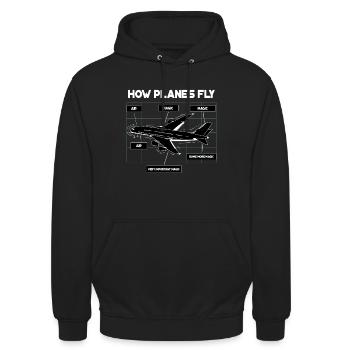 How Planes Fly Design für Flugschüler und - Unisex Hoodie - Schwarz - Vorne - Alina (178cm) & Michal (187cm)