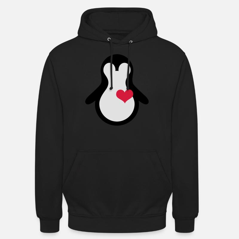 penguin with heart - Sweat-shirt à capuche unisexe - noir