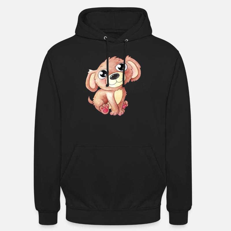 Chien de dessin animé mignon - Sweat-shirt à capuche unisexe - noir