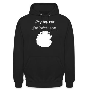 Je peux pas j ai hérisson - Sweat-shirt à capuche unisexe - noir - Devant - Alina (178cm) & Michal (187cm)
