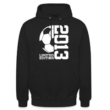 LIMITED EDITION 2013 FUßBALL 13. GEBURTSTAG - Unisex Hoodie - Schwarz - Vorne - Alina (178cm) & Michal (187cm)