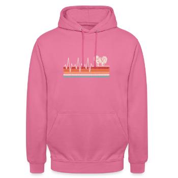 Zwergspitz Herzschlag - Unisex Hoodie - Pink - Vorne - Alina (178cm) & Michal (187cm)