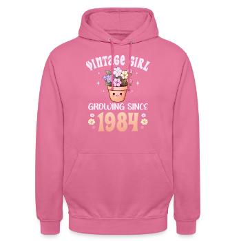 Vintage Année 1984 Anniversaire Femme 40 Ans - Sweat-shirt à capuche unisexe - rose - Devant - Alina (178cm) & Michal (187cm)