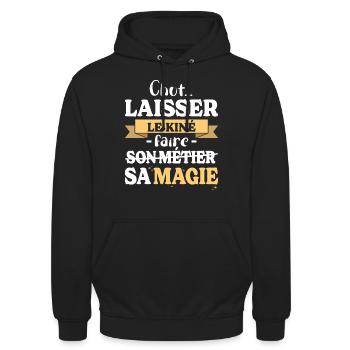 Kinésithérapeute Fait Sa Magie Humour Kiné - Sweat-shirt à capuche unisexe - noir - Devant - Alina (178cm) & Michal (187cm)