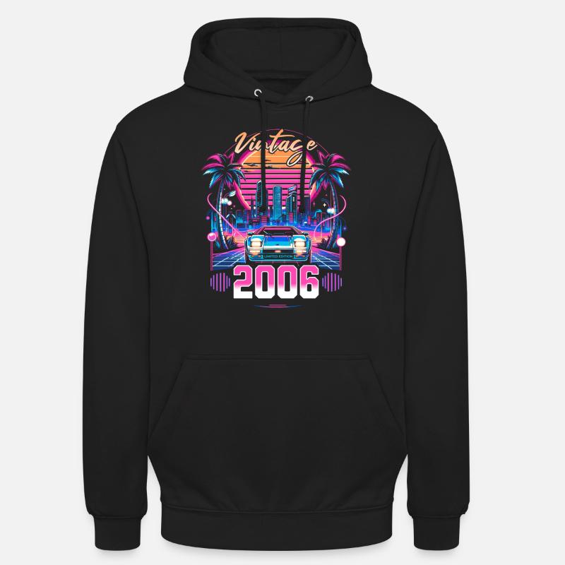 Synthwave Retro 18eme Anniversaire 2006 - Sweat-shirt à capuche unisexe - noir