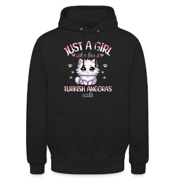 Fille Adore Chat Angora Turc - Sweat-shirt à capuche unisexe - noir - Devant - Alina (178cm) & Michal (187cm)