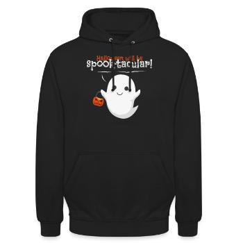 Halloween Gespenst - Unisex Hoodie - Schwarz - Vorne - Alina (178cm) & Michal (187cm)