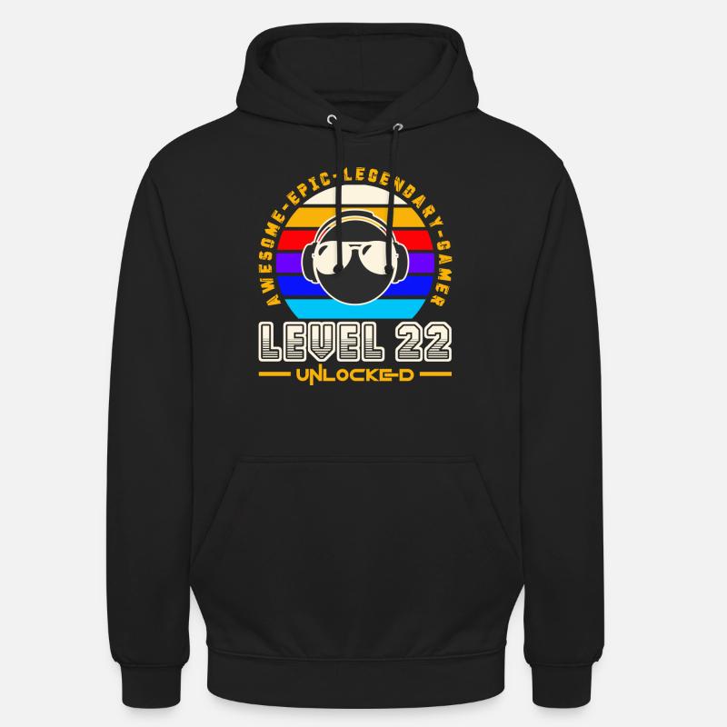 Level 22 - Sweat-shirt à capuche unisexe - noir
