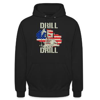 Drill Baby Drill USA - Unisex Hoodie - Schwarz - Vorne - Alina (178cm) & Michal (187cm)