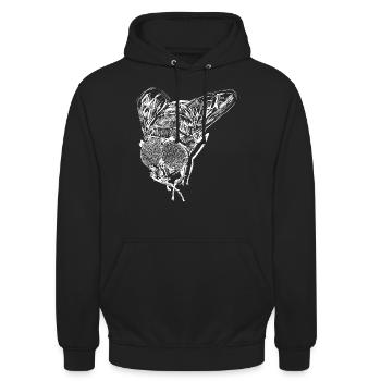 Fliege Tiere Insekt Zeichnung Kunst Künstlerisch - Unisex Hoodie - Schwarz - Vorne - Alina (178cm) & Michal (187cm)