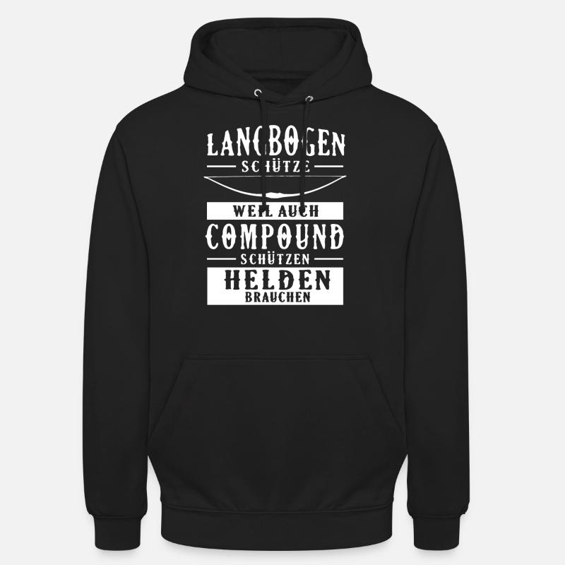 Langbogen Helden Bogenschiessen Traditionell - Unisex Hoodie - Schwarz