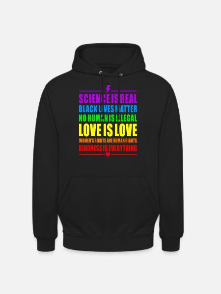 PRIDE RAINBOW LOVE SCIENCE BLACK WOMANS RIGHTS HUM - Unisex Hoodie - black