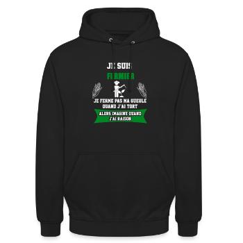 fermier je ferme pas ma gueule - Sweat-shirt à capuche unisexe - noir - Devant - Alina (178cm) & Michal (187cm)