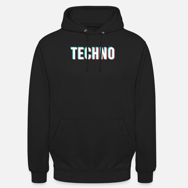 Techno - Sweat-shirt à capuche unisexe - noir