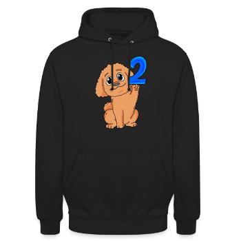 2 Jahre alt - 2 Geburtstag - Pudel Hund Motiv - Unisex Hoodie - Schwarz - Vorne - Alina (178cm) & Michal (187cm)