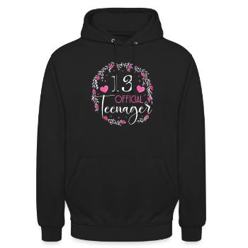 13 Geburtstag Mädchen Geschenk lustig 13. Ehrentag - Unisex Hoodie - Schwarz - Vorne - Alina (178cm) & Michal (187cm)
