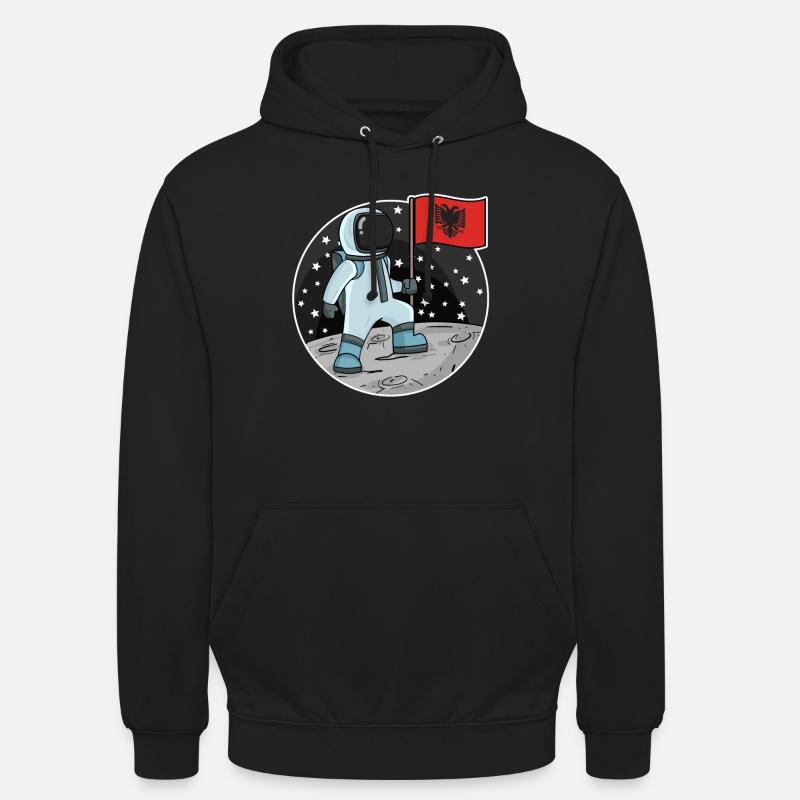 Astronaute avec drapeau Albanie - Sweat-shirt à capuche unisexe - noir