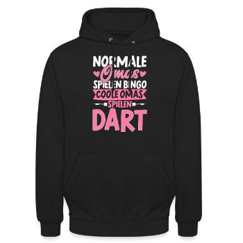 Coole Omas Spielen Dart Geschenk Darts Dartscheibe - Unisex Hoodie - Schwarz - Vorne - Alina (178cm) & Michal (187cm)
