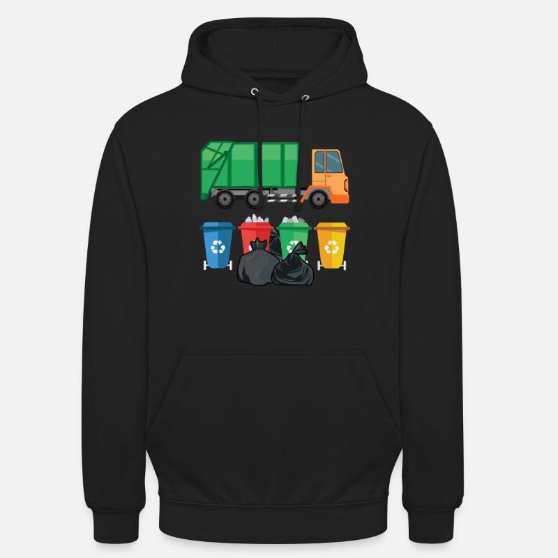 Müllwagen Recyceln Wiederverwenden Planet Save - Unisex Hoodie - Schwarz