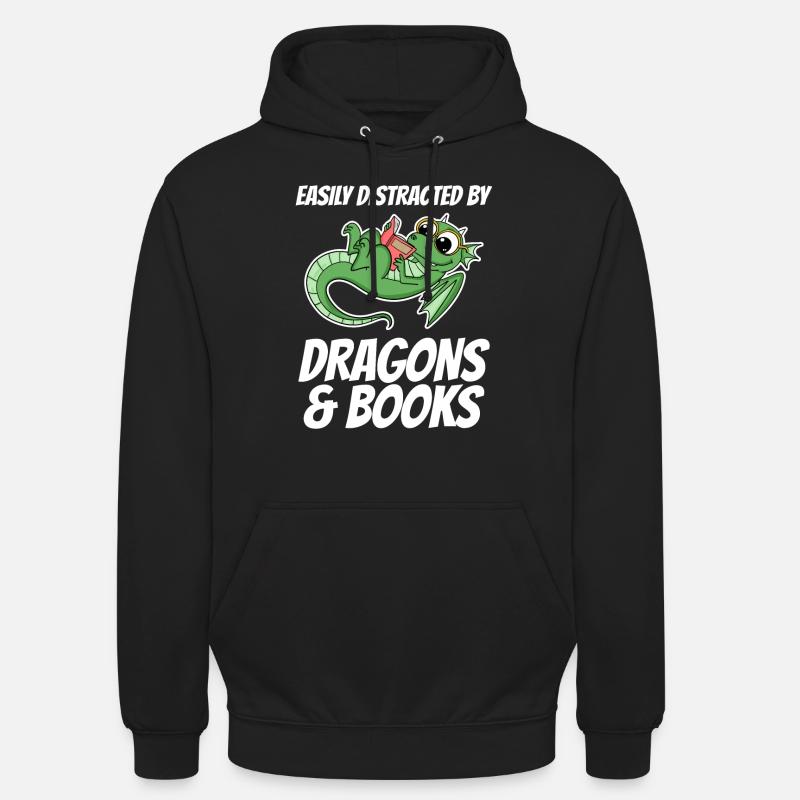 Buch Bücher Drache Drachen Geschenk - Unisex Hoodie - Schwarz
