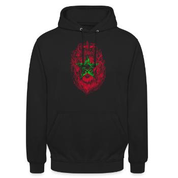 Lion marocain Maroc Marocain - Sweat-shirt à capuche unisexe - noir - Devant - Alina (178cm) & Michal (187cm)