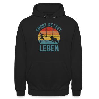 Sport Rettet Leben Spruch - Lustiges Sportler - Unisex Hoodie - Schwarz - Vorne - Alina (178cm) & Michal (187cm)