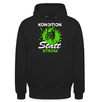 ebike fahrrad radeln MTB Kondition statt Strom - Unisex Hoodie - Schwarz - Vorne - Alina (178cm) & Michal (187cm)