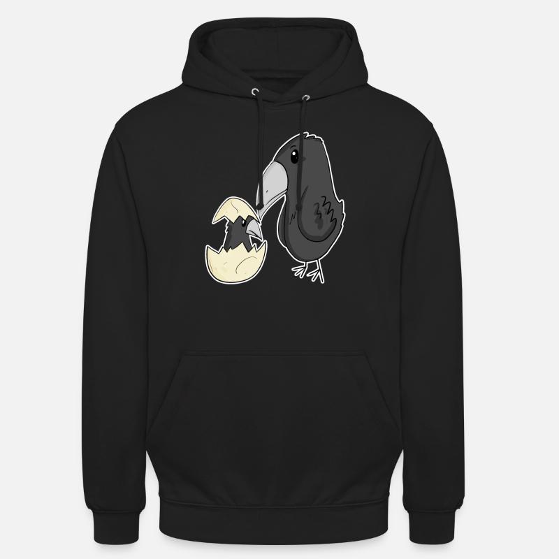 kråke med kråkeunge - Unisex-hettegenser - svart