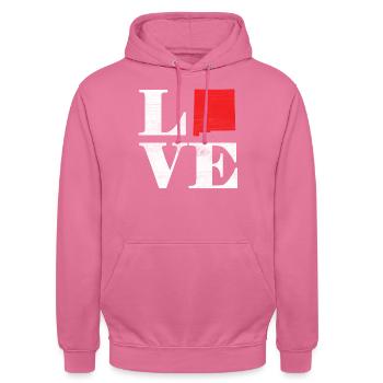 Fière Carte terrestre de l’État d’Amérique Amour Nouveau-Mexique - Sweat-shirt à capuche unisexe - rose - Devant - Alina (178cm) & Michal (187cm)