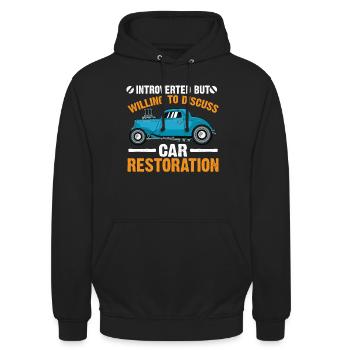 Prêt à discuter de la restauration de voiture - Sweat-shirt à capuche unisexe - noir - Devant - Alina (178cm) & Michal (187cm)