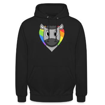 LGBT Animal Donkey Rainbow Heart - Sweat-shirt à capuche unisexe - noir - Devant - Alina (178cm) & Michal (187cm)