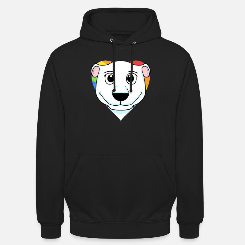 LGBT Tier Eisbär Regenbogen Herz - Unisex Hoodie - Schwarz