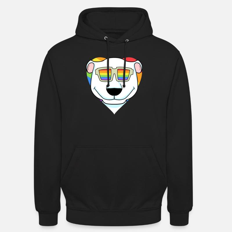 LGBT Tier Eisbär Regenbogen Herz - Unisex Hoodie - Schwarz