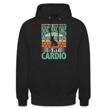 La promenade du chien de berger allemand est mon amoureux des chiens cardio - Sweat-shirt à capuche unisexe - noir - Devant - Alina (178cm) & Michal (187cm)