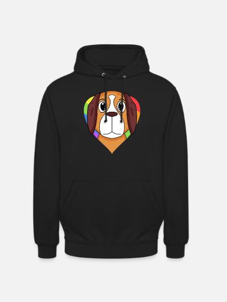 St. Bernard Dog Rainbow Heart - Unisex Hoodie - black