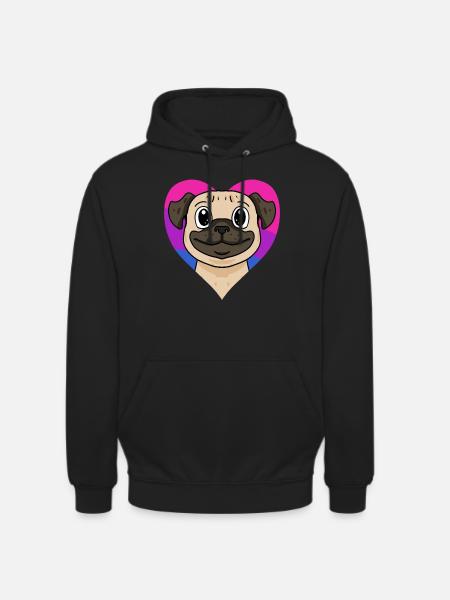 Bisexual Pug Dog Gift - Unisex Hoodie - black