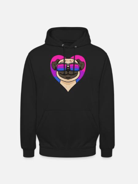 Bisexual Pug Dog Gift - Unisex Hoodie - black