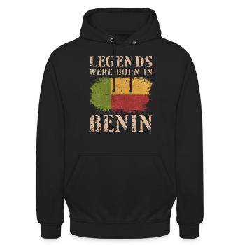 Vintage Design Benesie Drapeau Bénin - Sweat-shirt à capuche unisexe - noir - Devant - Alina (178cm) & Michal (187cm)