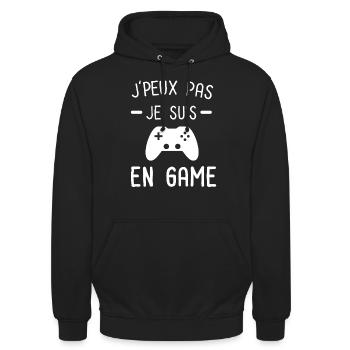 Je peux pas je suis en game - Sweat-shirt à capuche unisexe - noir - Devant - Alina (178cm) & Michal (187cm)