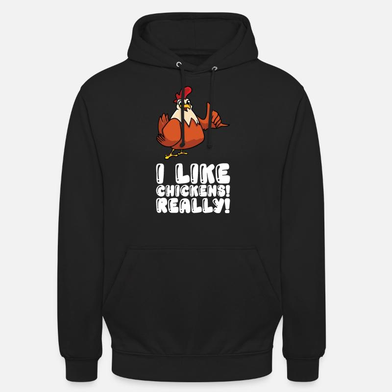 J’aime beaucoup les poulets - Sweat-shirt à capuche unisexe - noir