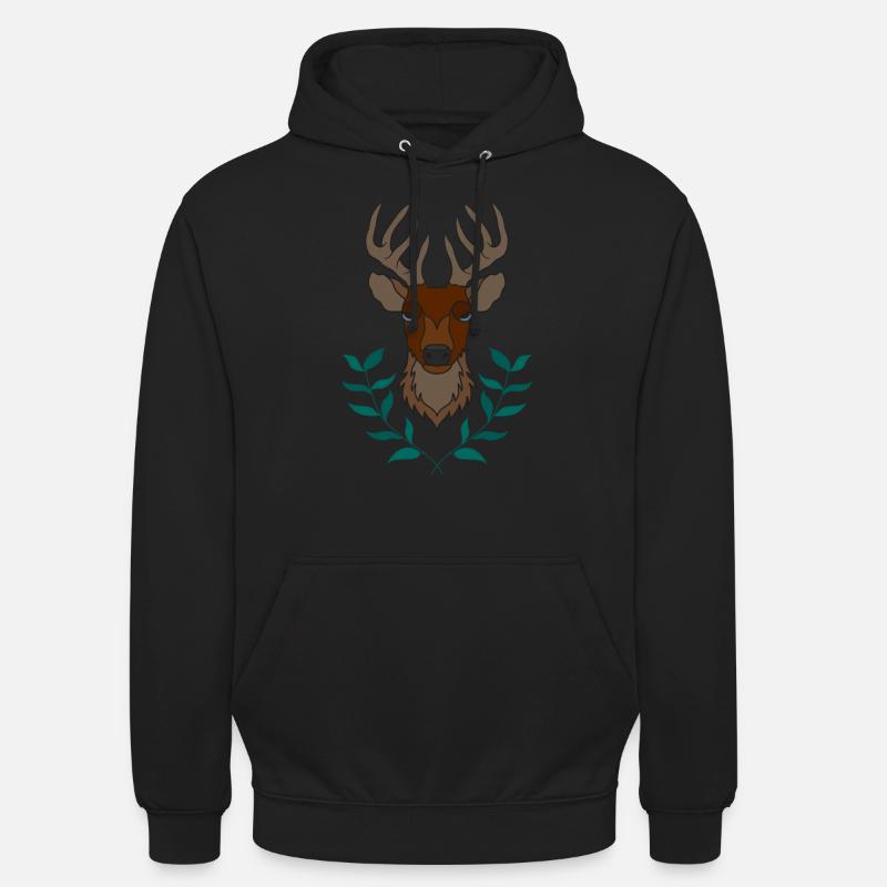 Rothirsch Geweih mit Hirschgeweih - Unisex Hoodie - Schwarz