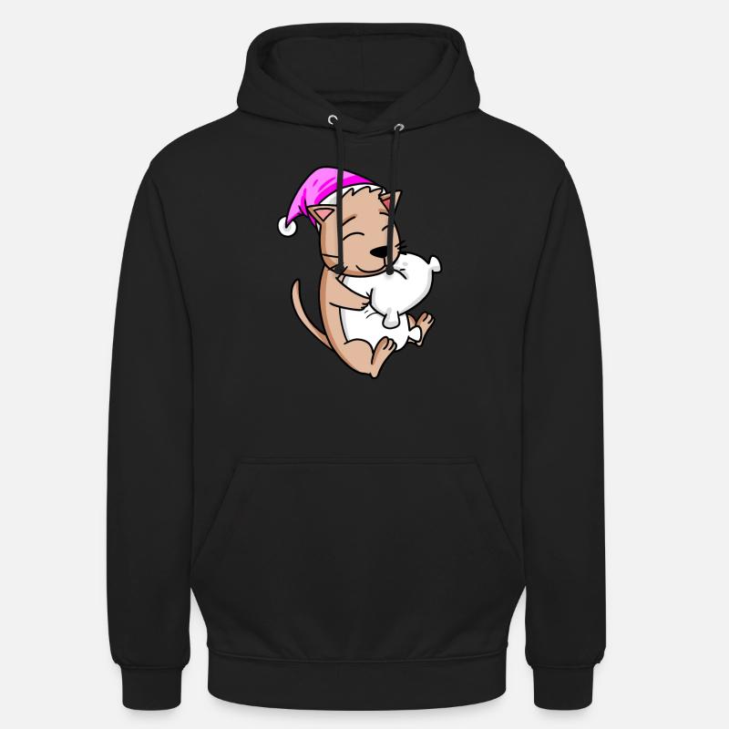 Chat avec oreiller - Sweat-shirt à capuche unisexe - noir