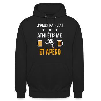 je peux pas j'ai athlétisme sport et apéro sport - Sweat-shirt à capuche unisexe - noir - Devant - Alina (178cm) & Michal (187cm)