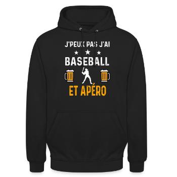 je peux pas j'ai baseball baseballeur et apéro - Sweat-shirt à capuche unisexe - noir - Devant - Alina (178cm) & Michal (187cm)