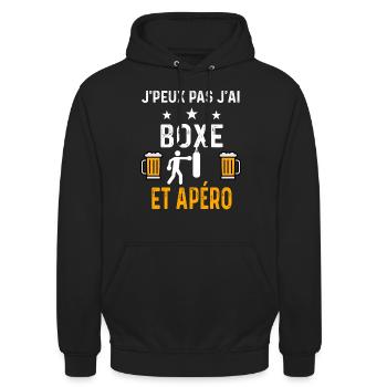 je peux pas j'ai boxe sac et apéro boxe - Sweat-shirt à capuche unisexe - noir - Devant - Alina (178cm) & Michal (187cm)